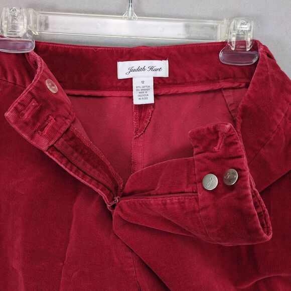 Vtg Y2K Judith Hart Women's 12 Red Velour Corduroy Pants 32x30 Straight Leg Boho - Picture 3 of 5